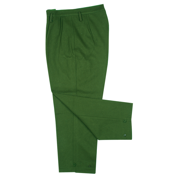 green wool pants