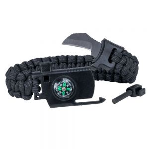 NYLON CORD SURVIVAL BRACELET WITH MINI KNIFE AND COMPASS