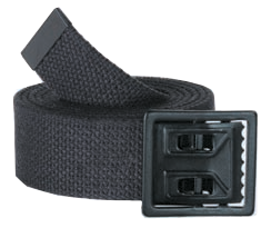 MILITARY STYLE 12 PACK WEB BELT WITH BLACK TIPS AND OPEN-FACE BUCKLES
